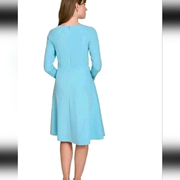 Tommy Hilfiger Women Keyhole Fit & Flare Dress Sz 12 Long Sleeve Cocktail NWT - Picture 3 of 15